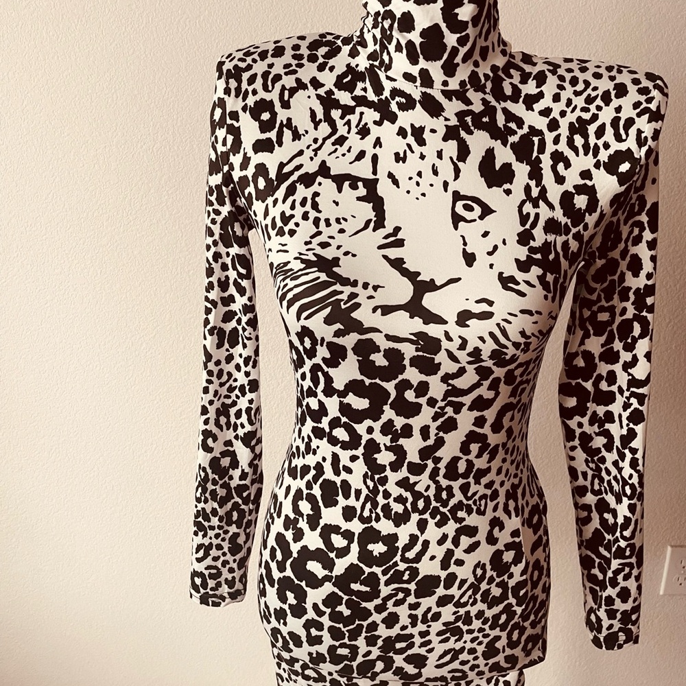 Leopard Print Long Sleeve Dress